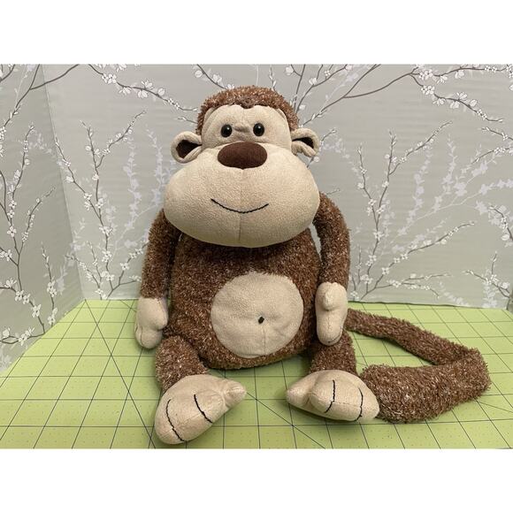Jellycat Tumtum Tum Tum Monkey Brown Tan Suede Tummy Chimpanzee Ape Long Tail - Picture 1 of 11